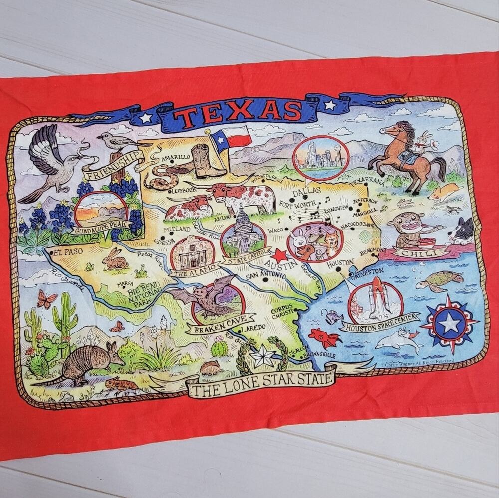 Texas Tapestry Wall Decor Tea Towel, 18.5x28
